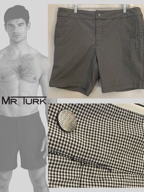 Mr Turk Swim Trunks 34" waist 8" inseam New with tags 50% polyester/50% polyamid